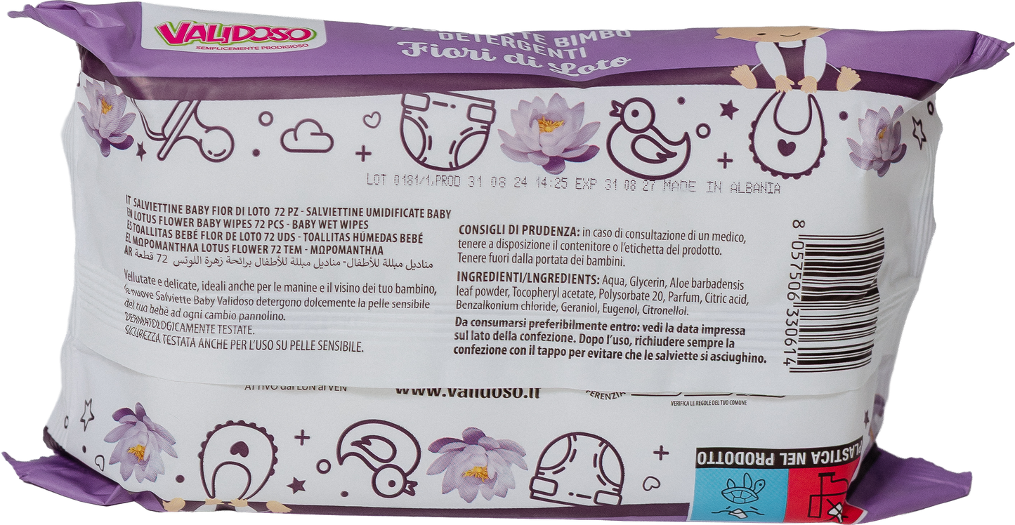 Șervețele umede Baby Fiori di Loto – 72 bucăți