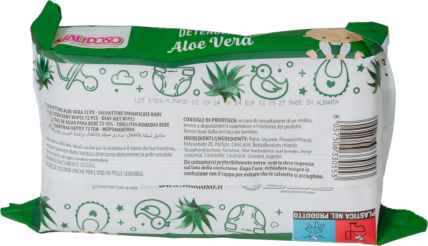 Șervețele umede Baby Aloe Vera – 72 bucăți